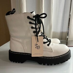 SINCERELY JULES WHITE LEATHER BOOTS